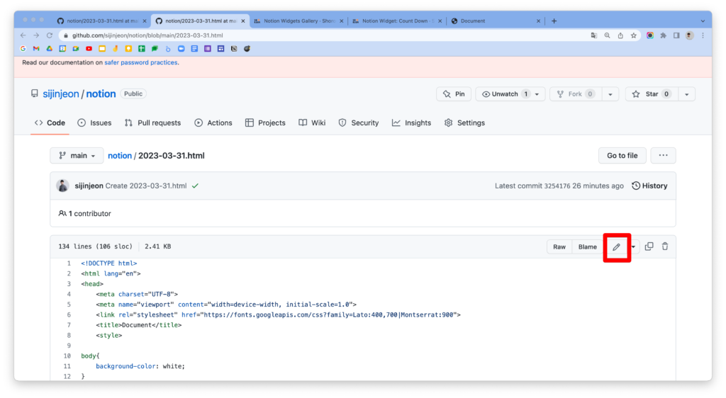 노션 대시보드 제작하기 : d-day 위젯 코드 수정하기
